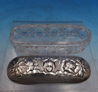 English Estate Sterling Silver and Cut Glass Dresser Box Cherubs c.1904 (#6752)