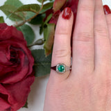 18k White Gold Filigree Art Deco .39ct Genuine Natural Emerald Ring (#J7199)