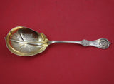 Strawberry by Durgin Coin Silver Berry Spoon GW brite-cut flowers in bowl 9 1/8"