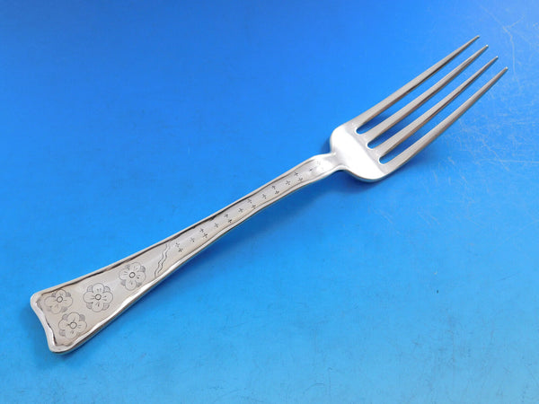 Lap Over Edge Etched by Tiffany & Co. Sterling Dinner Fork Flowers Blossoms 8"