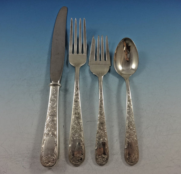 Old Maryland Engraved by Kirk Sterling Silver Flatware Set 6 Service 24 Pieces