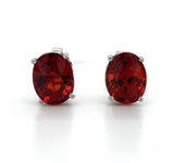 Platinum 4.08 Carat TW Genuine Natural Spessartine Garnet Stud Earrings (#J6372)