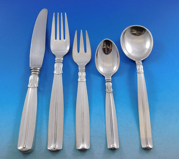 Lotus by Sorensen Danish Sterling silver Flatware Set 8 Service 40 pieces