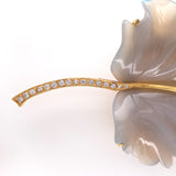 16k Yellow Gold .666 Large Carved Genuine Natural Chalcedony Leaf Pin (#J6234)