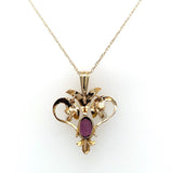 10k Yellow Gold Pendant with Purple Paste and Seed Pearls (#J6167)