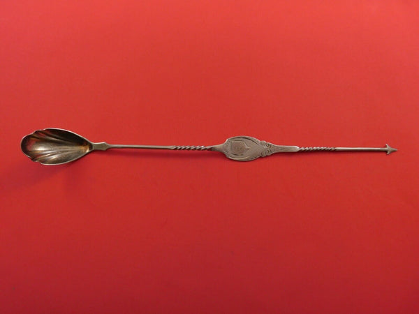 Coin Silver Olive Spoon / Pickle Spear Combination Bright-Cut Twisted 9 7/8"