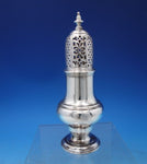 English Georgian Sterling Silver Muffineer Fancy Pierced Engraved Lid (#6821-2)