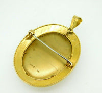 18k Hand Painted Genuine Natural Diamond Portrait Pin Pendant (#J5014)