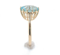 10k Yellow Gold 3.13 Carat Oval Cut Genuine Natural Aquamarine Ring (#J6356)