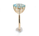 10k Yellow Gold 3.13 Carat Oval Cut Genuine Natural Aquamarine Ring (#J6356)