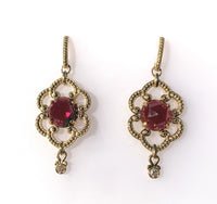 14k Yellow Gold 5 Carat TW Genuine Natural Garnet Double Drop Earrings (#J6321)