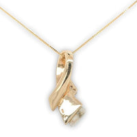 14k Yellow Gold Pendant w/Genuine Natural Gold Vein Quartz and Diamonds (#J6670)
