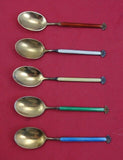 Norwegian Sterling Silver Demitasse Spoon set of 5 by Holmsen vermeil  3 1/4"