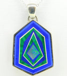 14k White Gold Genuine Natural Opal Inlay Intarsia Pendant w/Custom Bezel #J4210