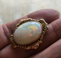10k Yellow Gold Large Genuine Natural Opal Pin (#J5309)