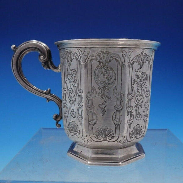 Vintage Victorian English Silver Child's Cup with Fancy Chased Panels (#4241)