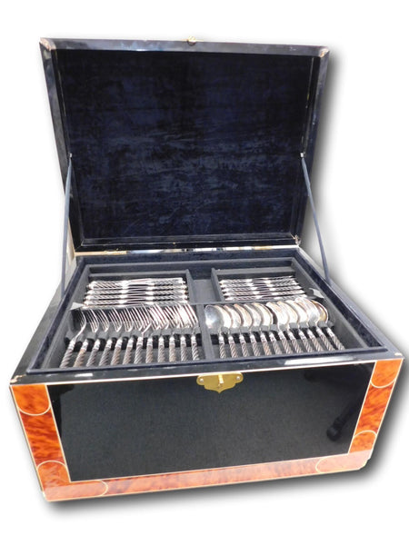 Conde Twisted Ebony by Ercuis French Silverplated Flatware Set Service 117 pcs