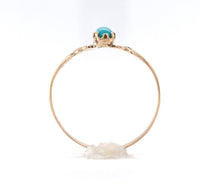 10k Yellow Gold Two Stone Genuine Natural Turquoise Ring Size 6.25 (#J6398)
