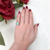 Victorian 10k Rose Gold Genuine Natural Turquoise Ring Size 5.25 (#J7211)