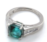Platinum 2.30 Carat Green Genuine Natural Tourmaline and Diamond Ring (#J6510)