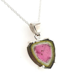 Sterling 10.83ct Watermelon Genuine Natural Tourmaline Crystal Pendant (#J6172)