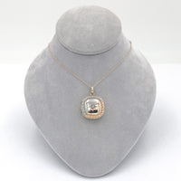 14k White and Rose Gold Victorian Genuine Natural Diamond Locket w/ Chain #J6517
