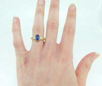 14k Yellow Gold 2.17ct Emerald Cut Genuine Natural Tanzanite Ring (#J1840)