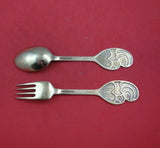 Christmas by A. Michelsen Sterling Silver Fork and Spoon Set 2pc 1968 Vermeil