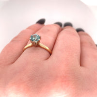 14k Yellow Gold .95ct Blue Genuine Natural Montana Sapphire Ring (#J5524)