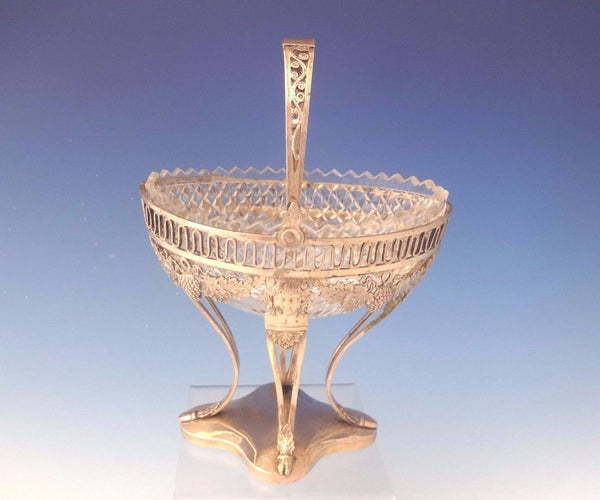 German .800 Silver Sweet Meat Dish Raised w/Bowl & Vine & Grape Motif (#0046)