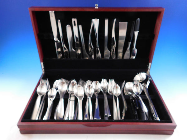 Designer Mixed Stainless Steel Flatware Set #2 Service 62 Pieces Modern Unused