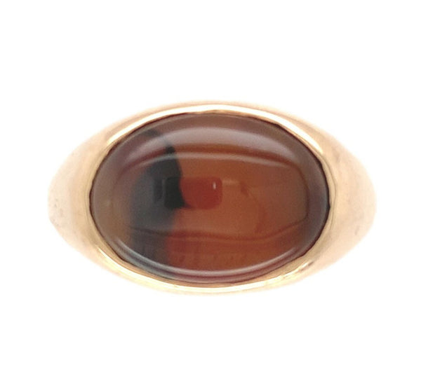 14k Yellow Gold Men's Genuine Natural Agate Ring Size 6.75 Jewelry (#J7244)