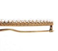 14k Gold Oval Flower Pin with Diamonds and Seed Pearls Applied Leaves (#J6253)