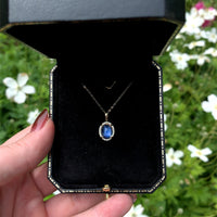 14k Yellow Gold 1.84 Carat Blue Flash Genuine Moonstone Diamond Pendant (#J7334)