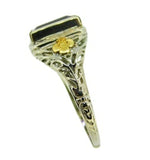 Deco 14k Gold Genuine Natural Amethyst Filigree Ring (#J579)