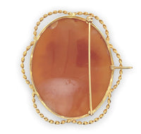 10k Gold Genuine Natural Shell Cameo Brooch Pin of a Bouquet of Flowers (#J6692)