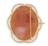 10k Gold Genuine Natural Shell Cameo Brooch Pin of a Bouquet of Flowers (#J6692)