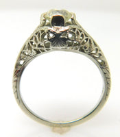 18k White Gold Genuine Natural Diamond Filigree Ring .45ct European (#J779)