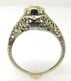 18k White Gold Genuine Natural Diamond Filigree Ring .45ct European (#J779)