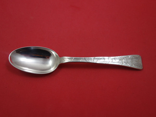 Lap Over Acid Etched by Tiffany Sterling Place Soup Spoon w/Huckleberries 7"