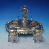 Portuguese .833 Silver Inkwell Double w/Footed Stand 3D Lady Justice (#5426)