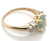14k Yellow Gold 1.31 Carat Genuine Natural Aquamarine and Diamond Ring (#J6930)