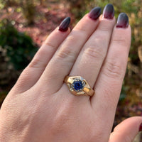 14k Yellow Gold .80ct Genuine Natural Sapphire Men's Ring Size 10.5 (#J6331)