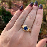 14k Yellow Gold .80ct Genuine Natural Sapphire Men's Ring Size 10.5 (#J6331)