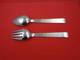 Maciel Mexican Mexico Sterling Silver Salad Serving Set 2pc plain heavy 10 3/4"