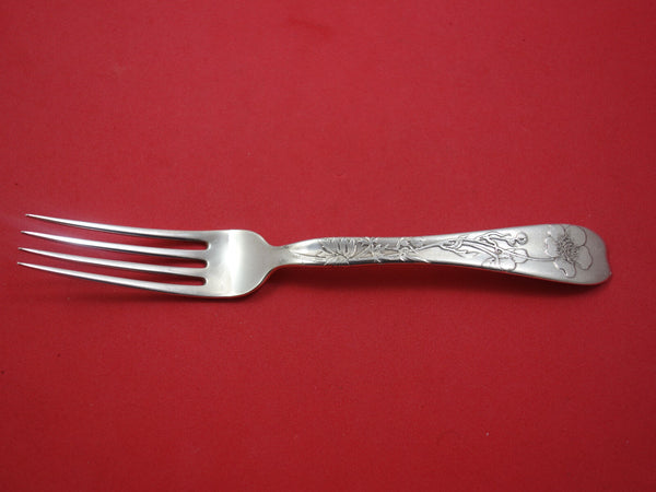 Lap Over Acid Etched by Tiffany Sterling Silver Regular Fork w/Flowers 7"