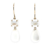 14k Yellow Gold Dangle Drop Earrings w/ 9.34 Carats TW Genuine Moonstones #J7540