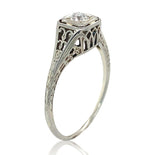 18k Gold Art Deco .15ct Genuine Natural Diamond Filigree Ring Size 7.75 (#J6901)