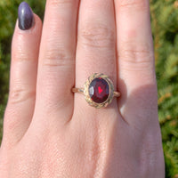 10k Yellow and Rose Gold Red Synthetic Lab-Created Spinel Ring 10.25 (#J7086)