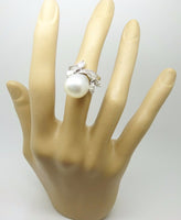 Platinum South Seas Pearl and Diamond Vintage Ring Jewelry (#J3460)